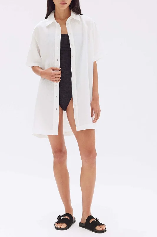 Assembly Louise Linen Mini Shirt Dress White