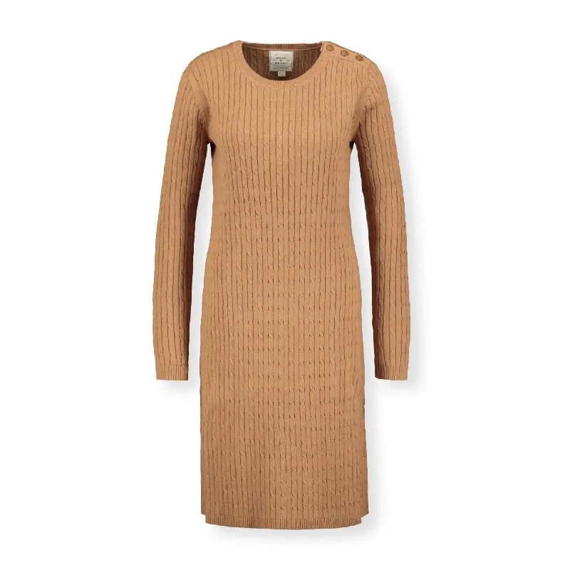 Cable Sweater Dress with Elbow Patches