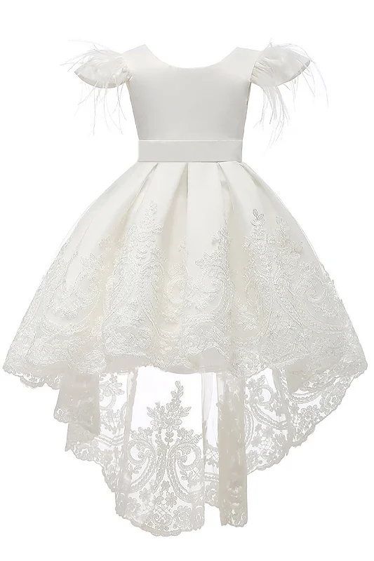 A-Line High-Low Tulle Lace Flower Girl Dress CF0313