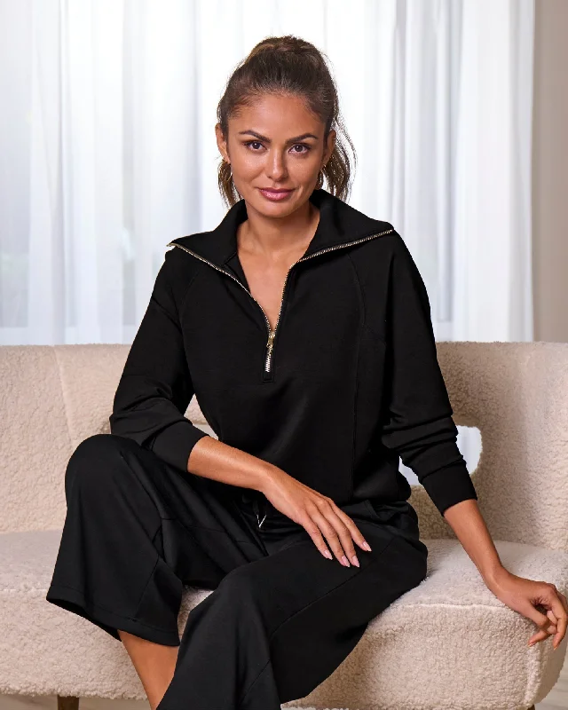 Luxe Lounge Half Zip Sweatshirt Black