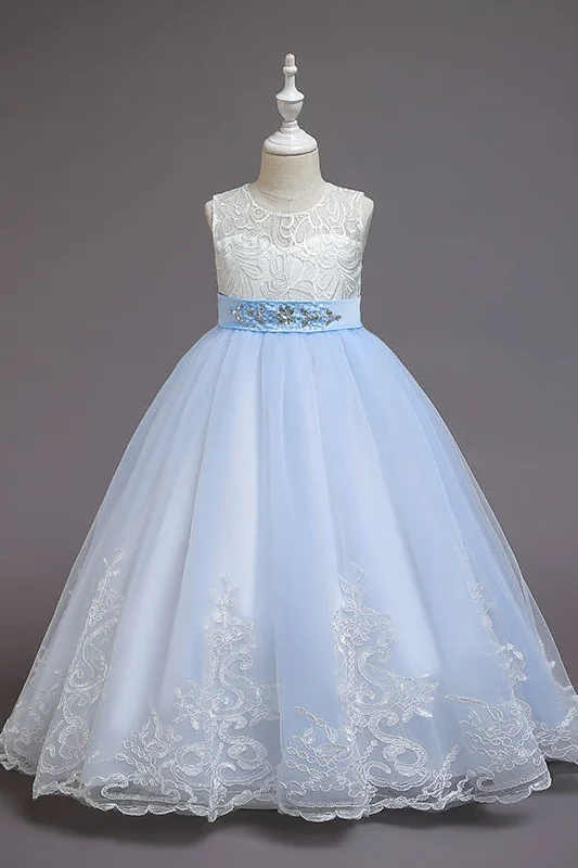 A-line floor length tulle lace flower girl dress 621667738228