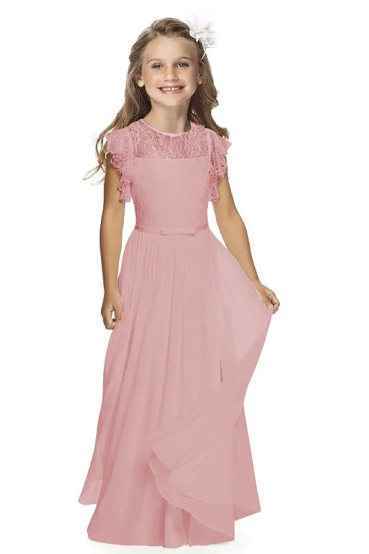 A-Line Floor Length Tulle Lace Flower Girl Dress CF0323