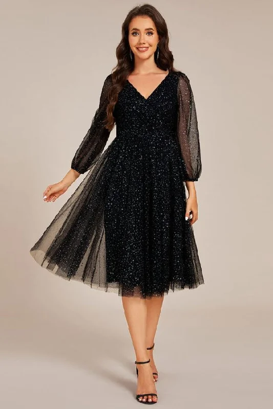 A-Line Midi Sparkling Tulle Dress CG0272