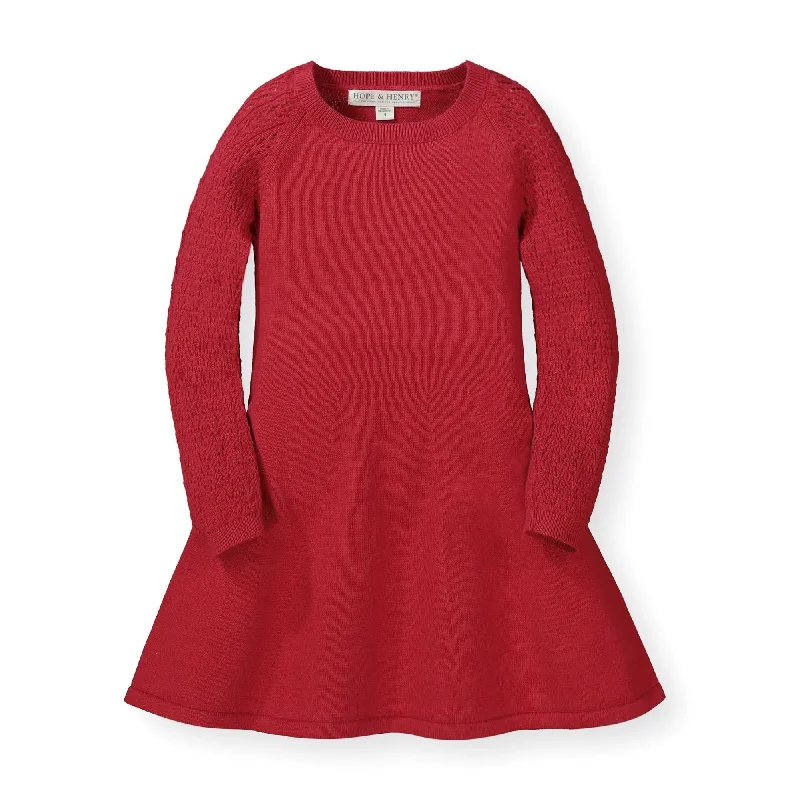 Skater Sweater Dress with Pointelle Sleeves