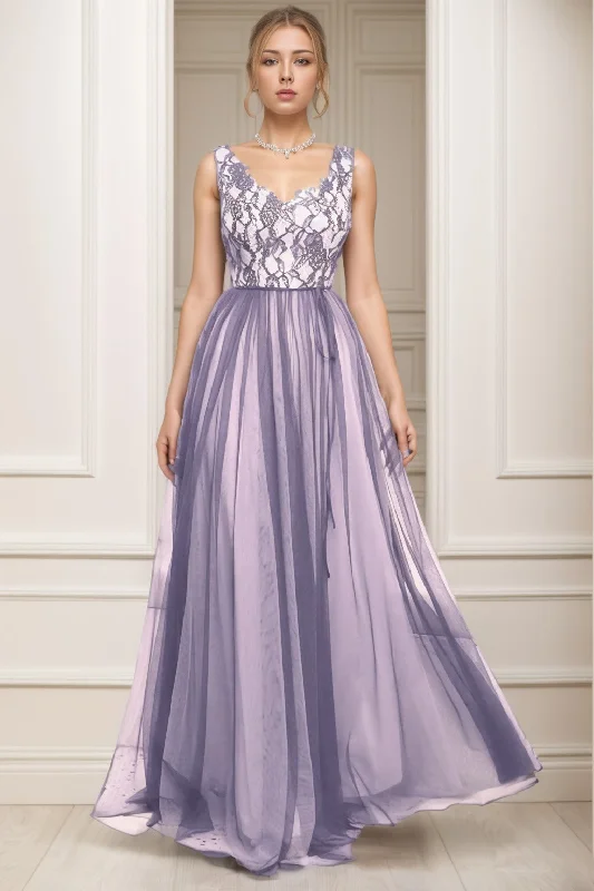 A-Line Sweep-Brush Train Tulle Prom Dress CS0466