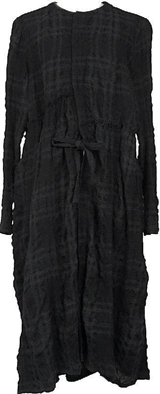 YOHJI YAMAMOTO JAPAN. Y's Black Wool Checker Weave Design Shirt Dress