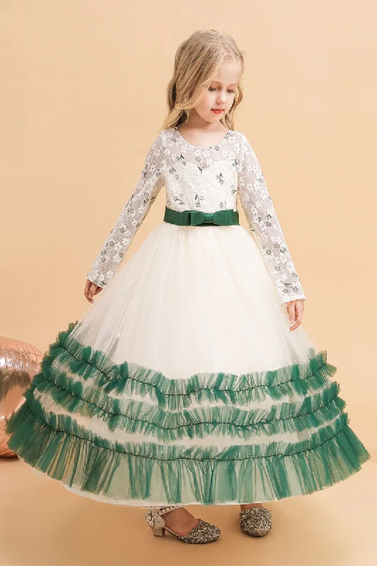 A-Line Maxi Tulle Flower Girl Dress 682328644676