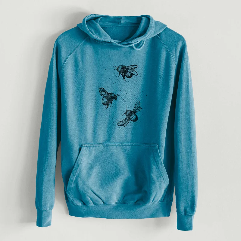 American Bumblebee Trio - Bombus Pensylvanicus  - Mid-Weight Unisex Vintage 100% Cotton Hoodie