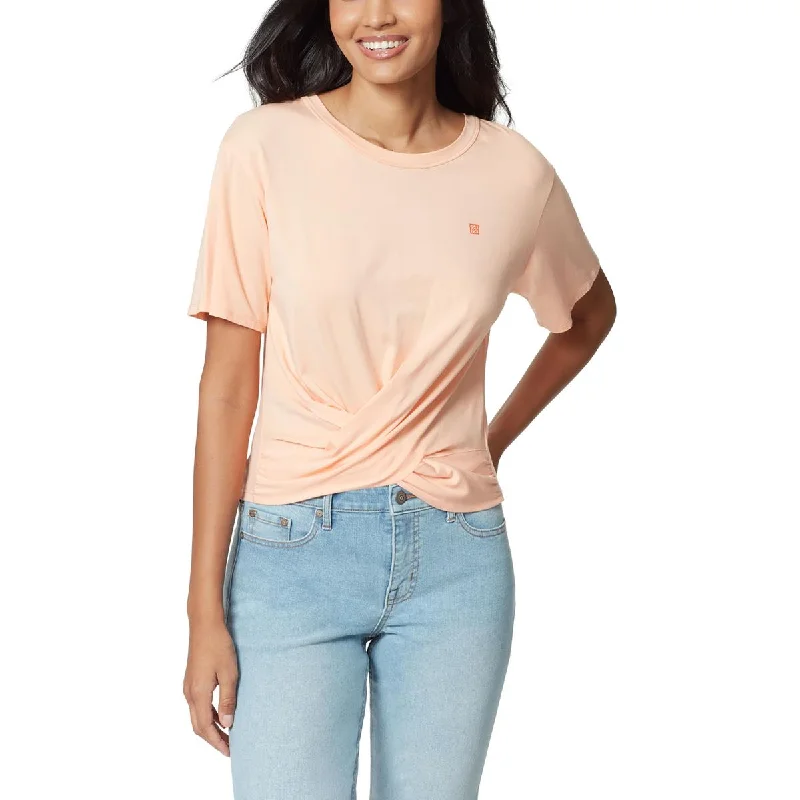 Anne Klein Sport Womens Lauryn Twist Front Crewneck T-Shirt