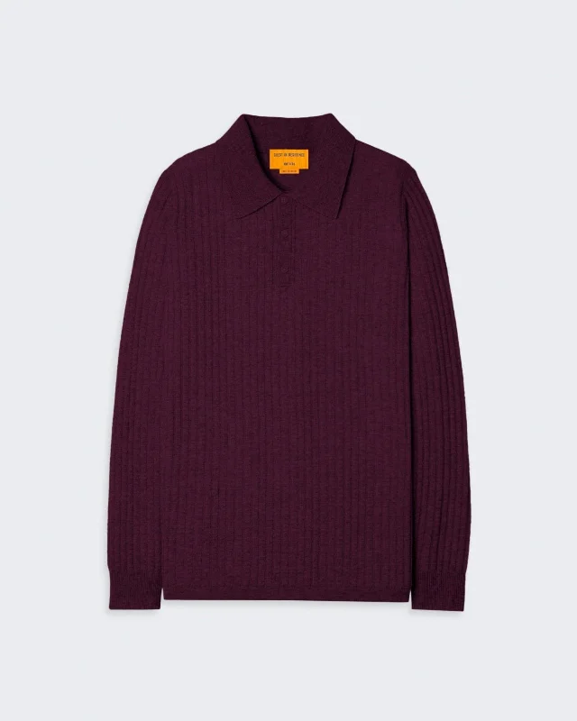 Theo Waffle Polo - Plum