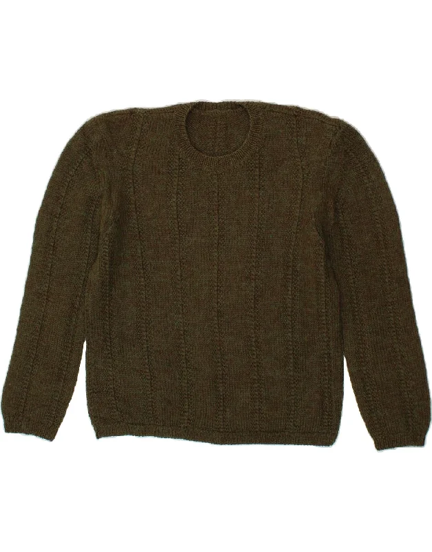 VINTAGE Womens Crew Neck Jumper Sweater UK 10 Small Khaki