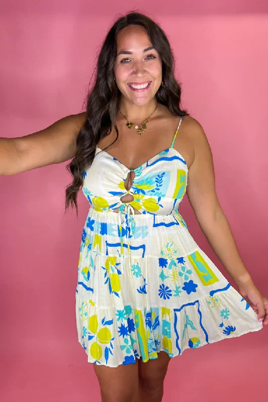 Blue Citrus Cutout Dress