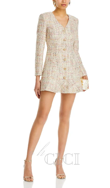 EARTHA MULTICOLOR BEADED BUTTON MINI DRESS