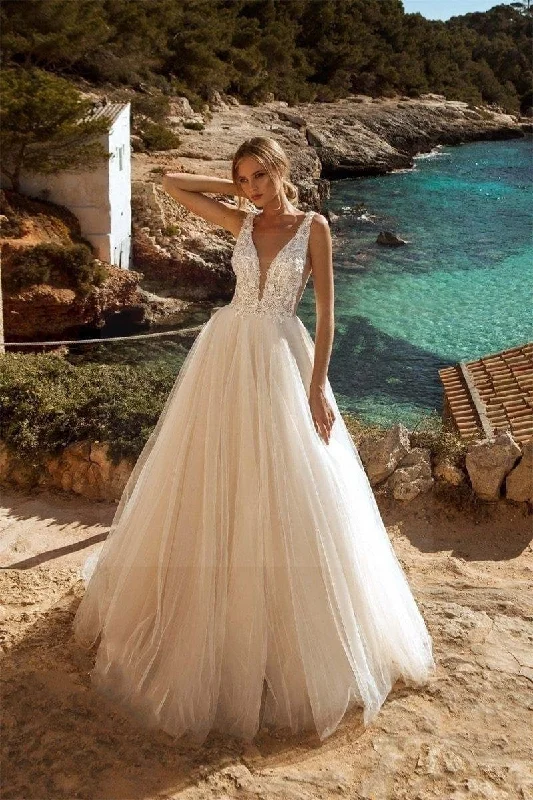 Boho wedding dress with backless Off-shoulder Bridal Dress