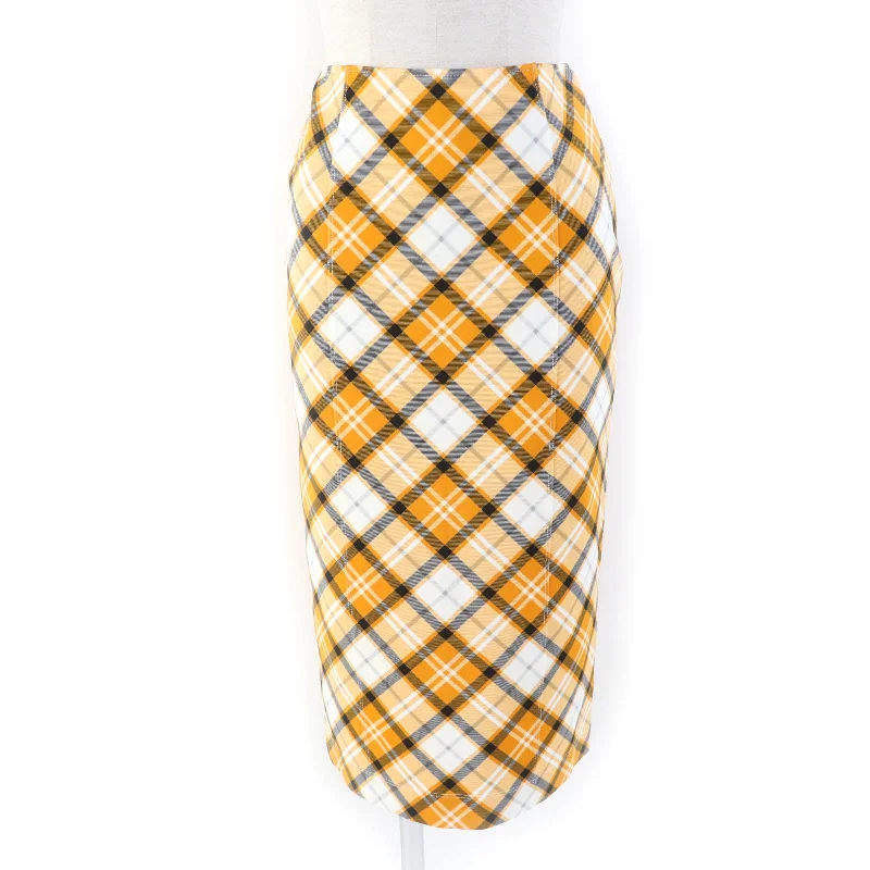 Burberry Check Knee Length Skirt Rayon Elastane