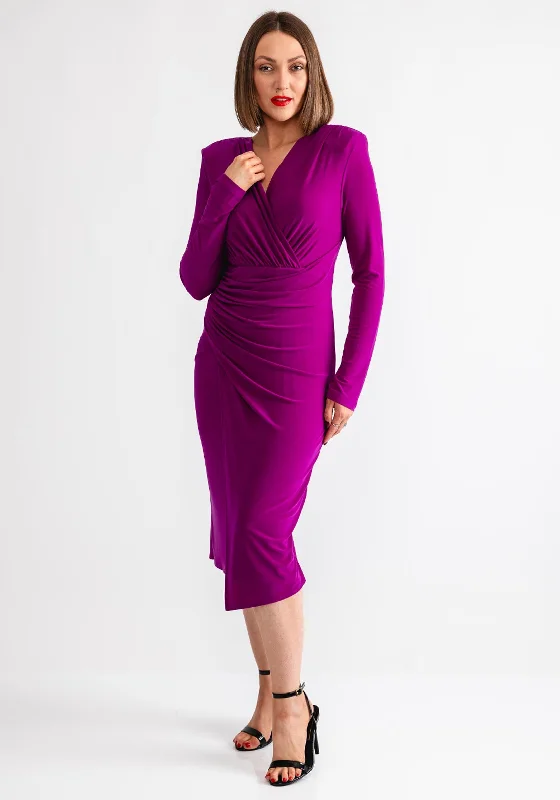 Joseph Ribkoff Ruched Pencil Midi Dress, Purple