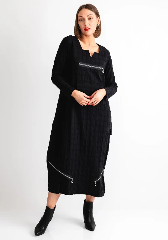 My Soul Grid Bubble Midi Dress, Black