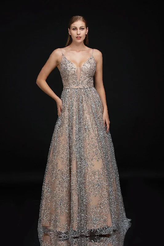 Nina Canacci Prom Long Glitter A Line Dress 6541