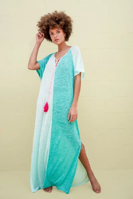 Colour Block Summer Dress - Two Tone Maxi Dress Aqua-Mint