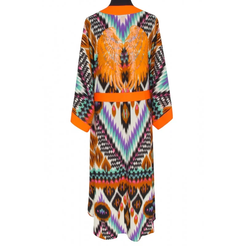 Tribal Orange Apache Long Kimono Wings