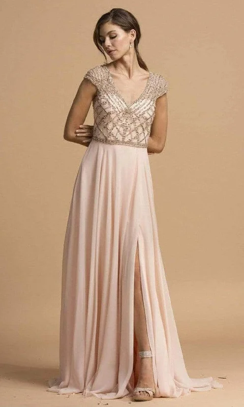 Aspeed Design - L2236 V-Neck A-Line Evening Dress