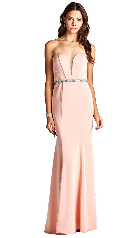 Aspeed Design - Strapless Deep Sweetheart Sheath Evening Dress