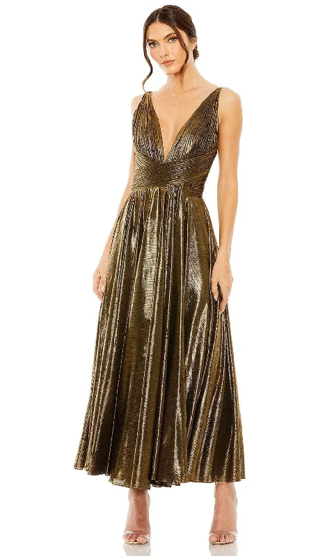 Ieena Duggal 30761 - Metallic Plunging V-Neck Prom Gown