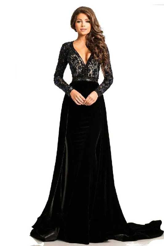 Johnathan Kayne - 8013 Embellished Lace Velvet Gown