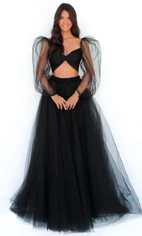 Tarik Ediz - 51037 Two-Piece Sheer Bishop Sleeve Prom Gown