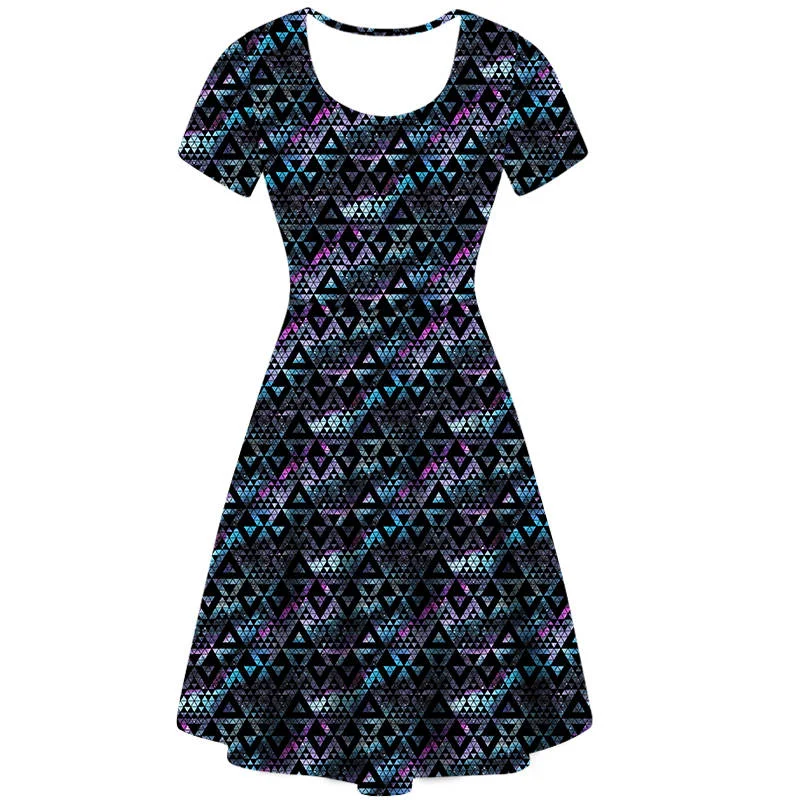 Geo Harmony Vintage Skater Dress