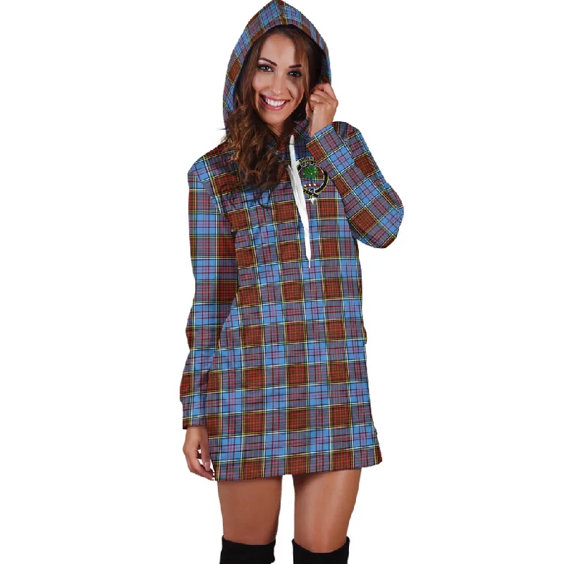 Anderson Modern Tartan Hoodie Dress with Family Crest