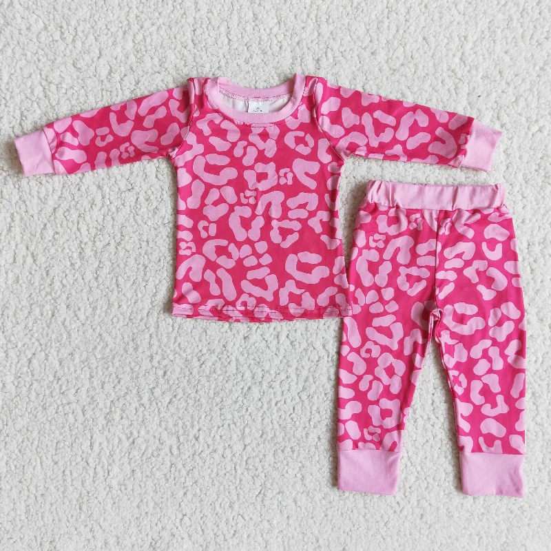 6 A29-20 Baby Girls Leopard Pink Pajamas