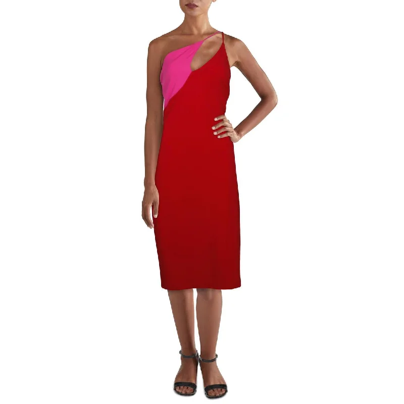 Bebe Womens Scuba Asymmetric Sheath Dress