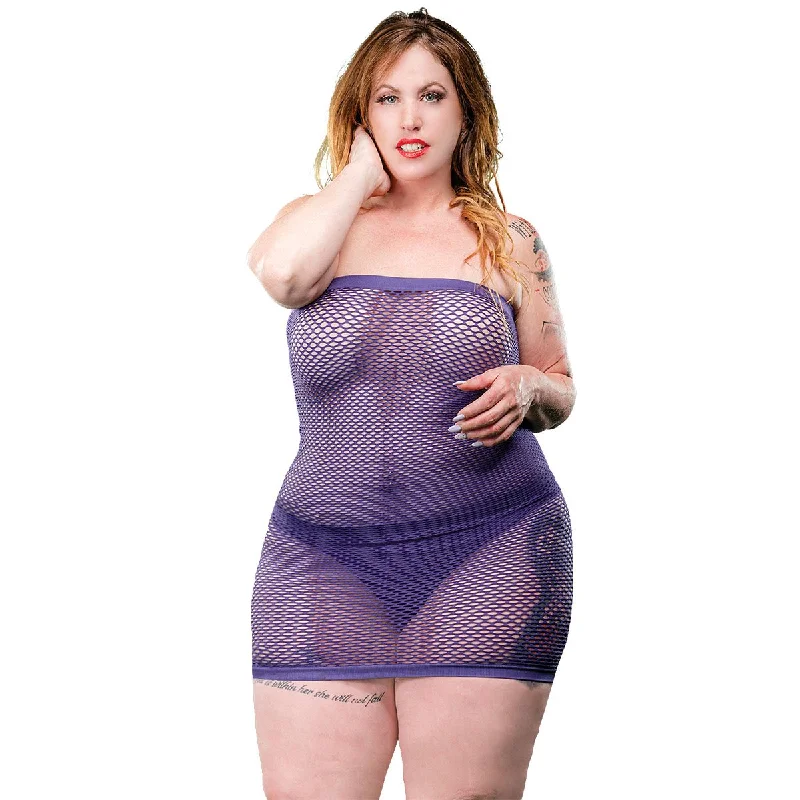 All Over Mesh Tube Dress in Purple