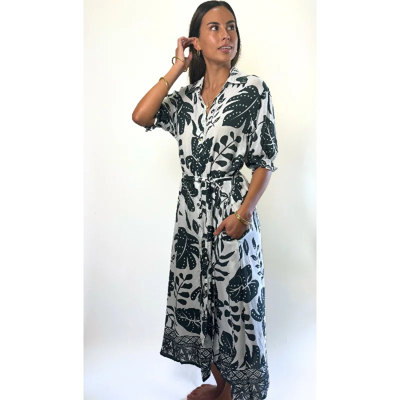 Borneo Dress Blk/Crm Ecovero