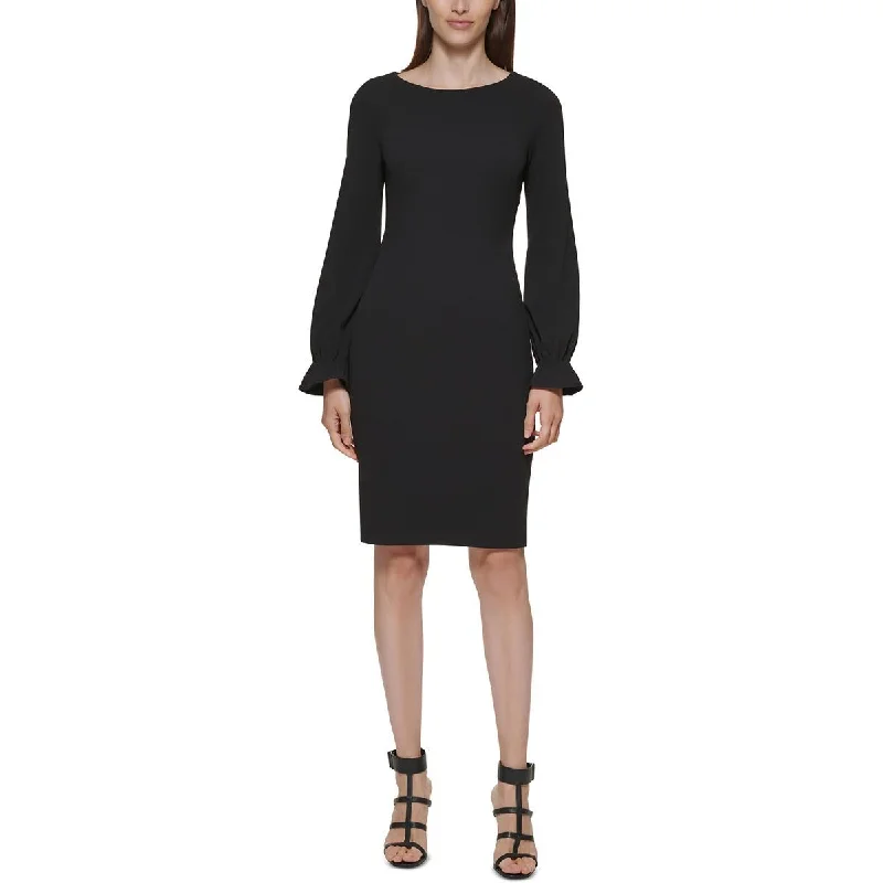 Calvin Klein Womens Bell Sleeve Above Knee Shift Dress