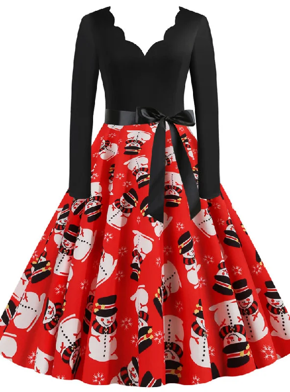 Christmas Rock Long Sleeve Printed Dress