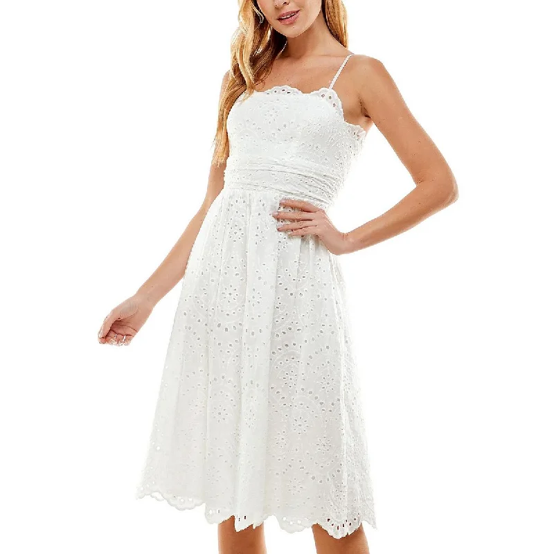 City Studios Womens Juniors Eyelet Knee-Length Fit & Flare Dress