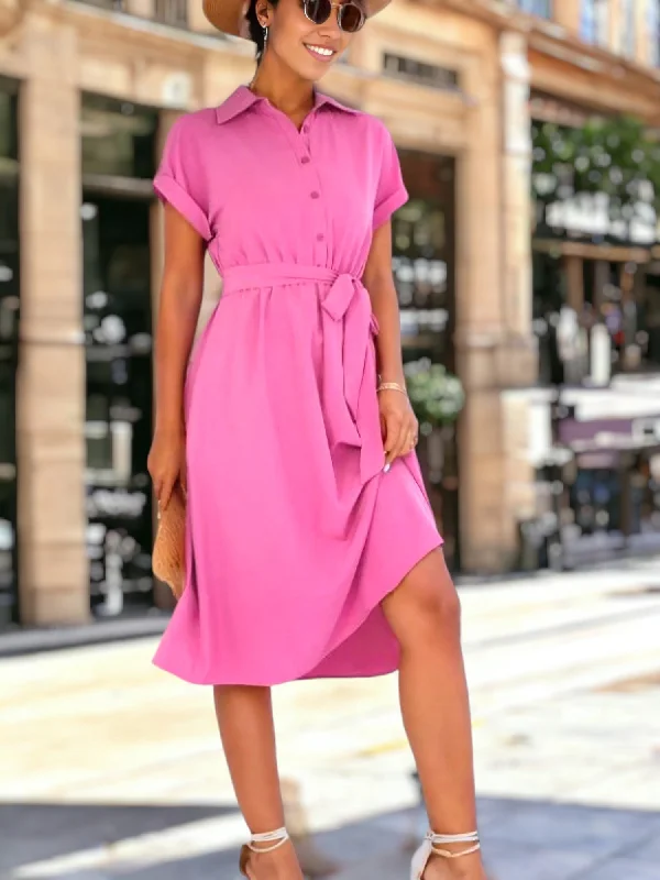 Classic Half Button Collared Dress by Anna-Kaci