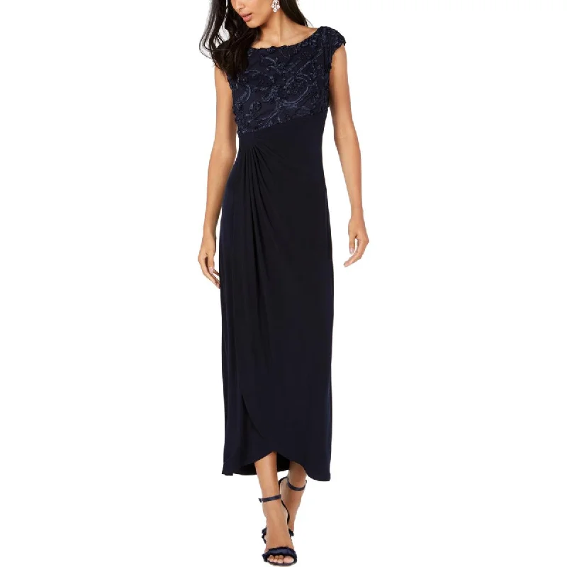 Connected Apparel Womens Textured Ruched Semi-Formal Dress