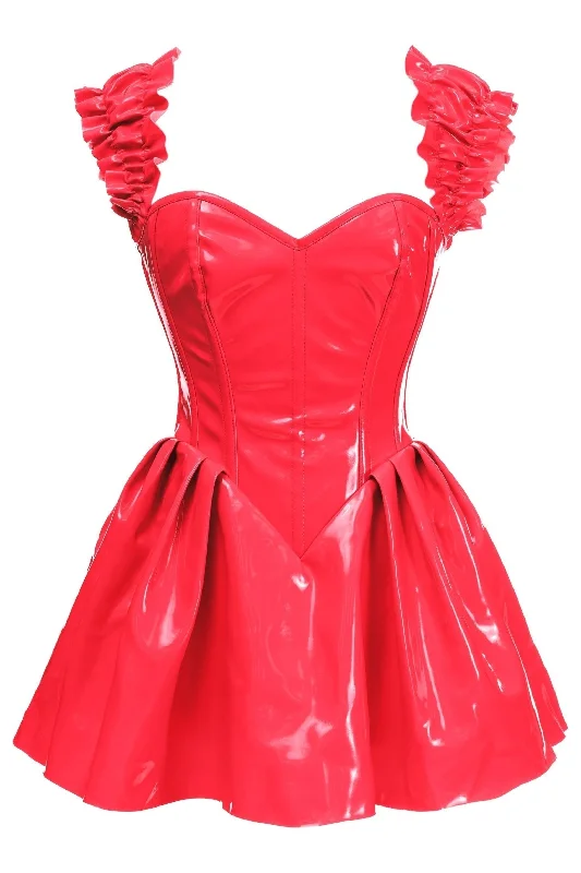 Daisy Corsets Top Drawer Steel Boned Red Patent PVC Vinyl Corset Dress