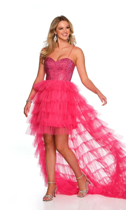 Dave and Johnny Pink High-Low Prom Dress 11174