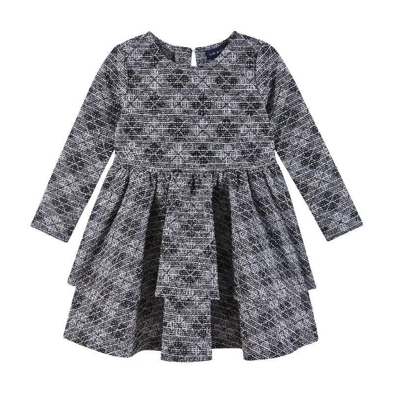 Kids (2-6) Tiered Dress | Blue Tweed