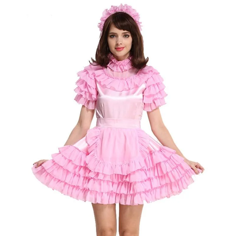 Forced Sissy Satin Maid Dress