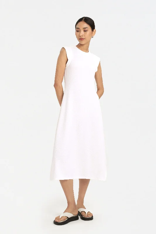 Gillian Sleeveless Knit Dress in Cloud White