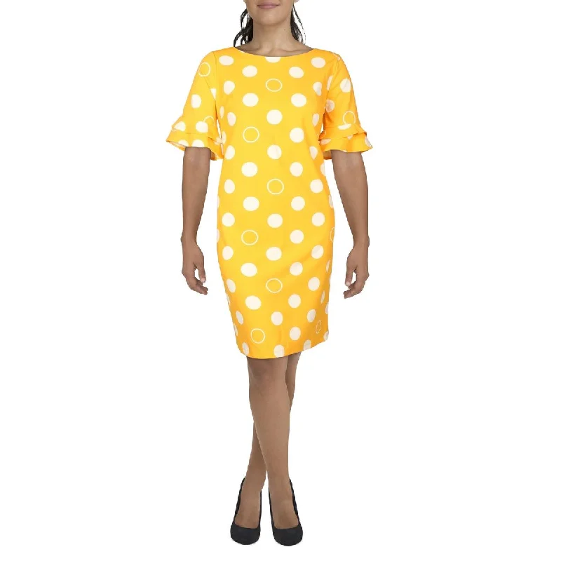 ILE Womens Polka Dot Knee-Length Shift Dress