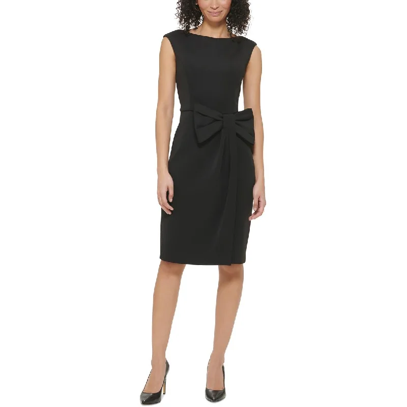 Jessica Howard Womens Petites Bow Crepe Sheath Dress