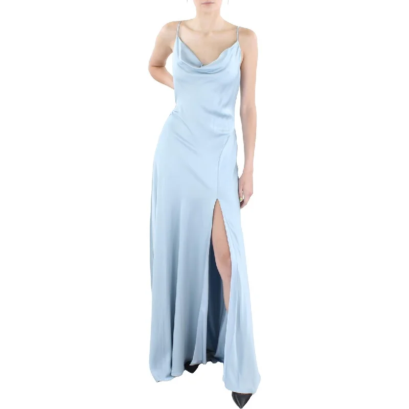 Jonathan Simkhai Womens Finley Satin Cowl Neck Evening Dress