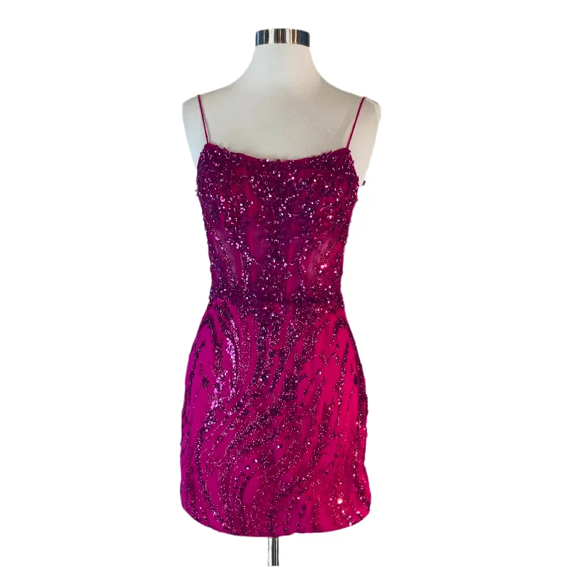 JOVANI Style 26183 Fitted Glitter Dress Hot Pink Size 4