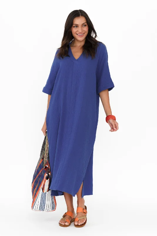 Juniper Cobalt Cotton Cheesecloth Dress